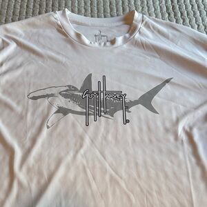 Guy Harvey White and Gray Shark long sleeve performance T-shirt